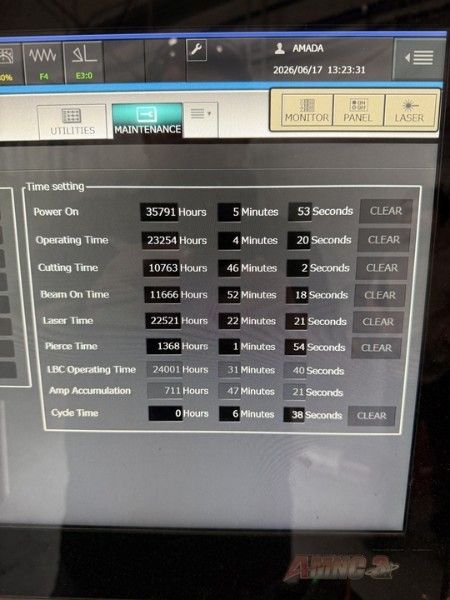 1315-Amada-Ventis-3015AJ-Fiber-Laser-4kW-Hours-Screen